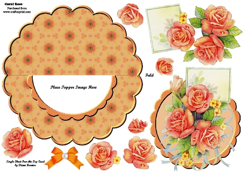 Coral Rose Over the Edge Rocker Card