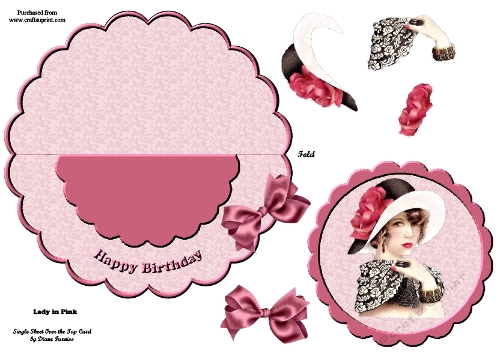 Lady in Pink Over the Edge Rocker Card