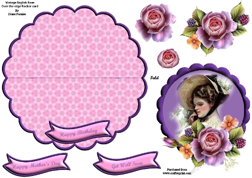 Vintage English Roses Over the Edge Rocker Card