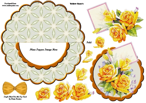 Yellow Roses Over the Edge Rocker Card