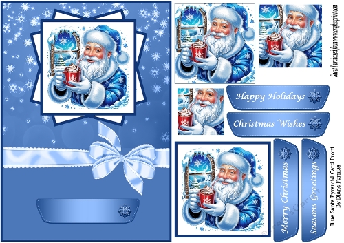 Blue Santa Pyramid Card Front