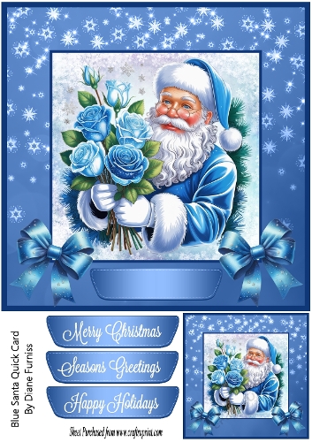 Blue Santa Quick Card