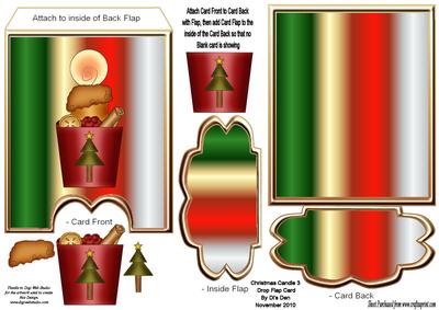 Christmas Candle 3 Drop Flap Card