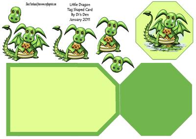 Little Dragon Tag Shaped Card