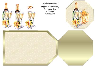 Wedding or Anniversary Tag Shaped Card