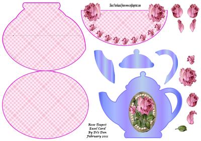Rose Teapot Easel Card