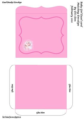 New Baby Girl Matching Easel Card Envelope