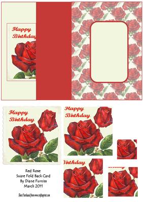 Red Rose Fold Back Card