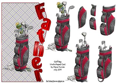 Golf Bag Father Shaped Card