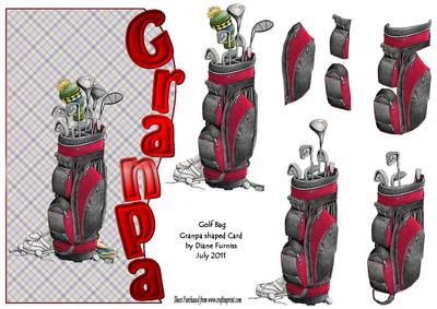 Golf Bag Granpa Shaped Card