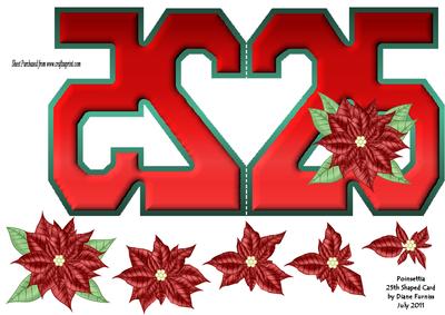 Poinsettia 25th Shaped Card