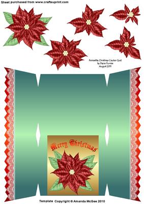 Poinsettia Christmas Cracker Card
