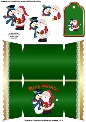 Santa & Snowman Christmas Cracker Card