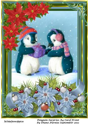 Penguin Surprise A4 Card Front