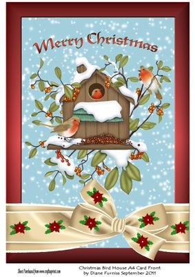 Christmas Birdhouse A4 Card Front