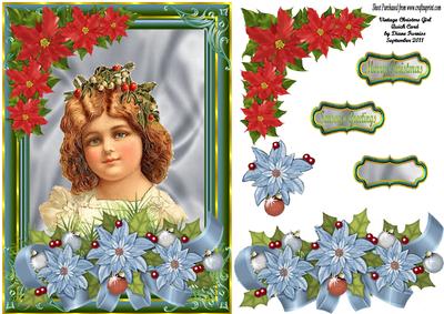 Christmas Vintage Girl Quick Card