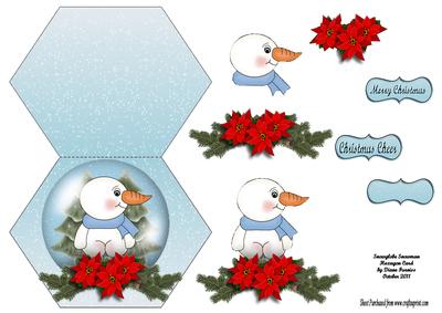 Snowglobe Snowman Hexagon Card