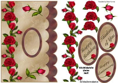 Red Rose Double Scalloped Card Front
