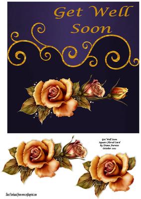 Get Well Square Floral Card