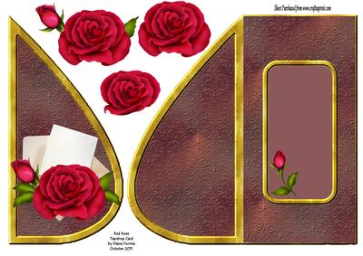 Red Rose Teardrop Card