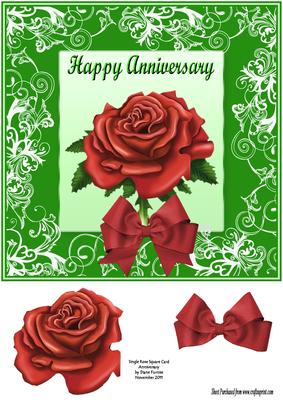 Single Rose Card Front Anniversary