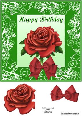 Singel Rose Card Front Birthday