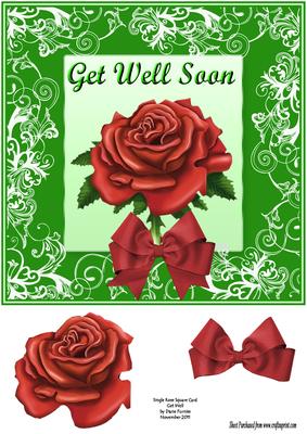 Single Rose Card Front Get Well
