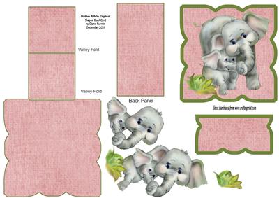 Mother & Baby Elephant Shaped Easel Card