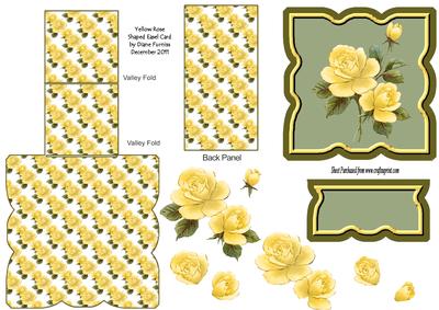 Yellow Rose Shaped Easel Card