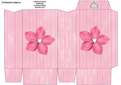 Pink Heart Flower Pinch Bag
