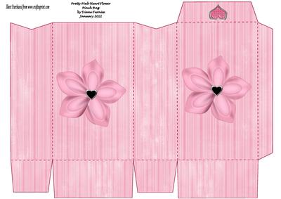 Pretty Pink Heart Flower Pinch Bag