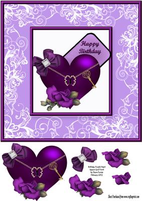 Birthday Purple Heart Card Front