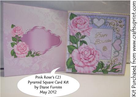 Pink Rose's (2) Pyramid Square Card Kit
