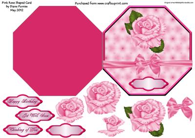Pink Rose Shaped Card