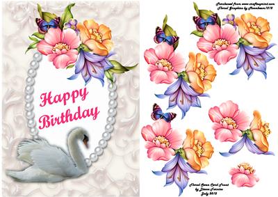 Floral Swan Card Front
