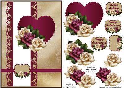 Antique Rose's Heart Card Front