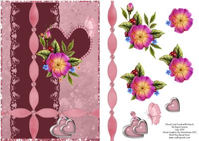 Floral Card Front with Hearts