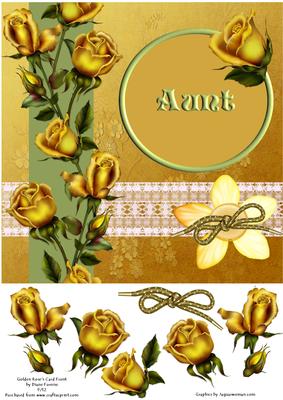 Golden Roses Aunt Card Front