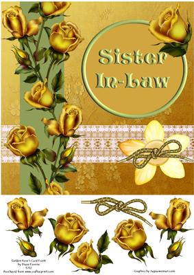 Golden Roses Sister In-law Card Front
