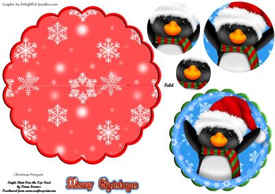 Christmas Penguin Over the Edge Card