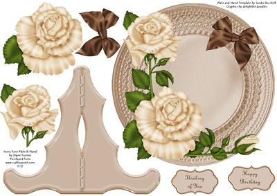 Ivory Roses Plate & Stand