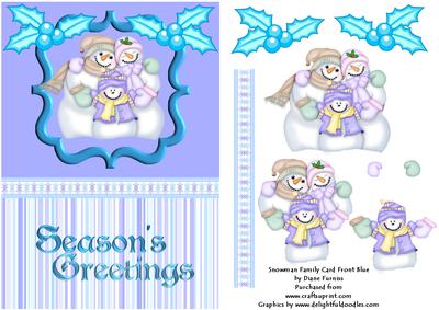 Snowman Family Card Front (blue)