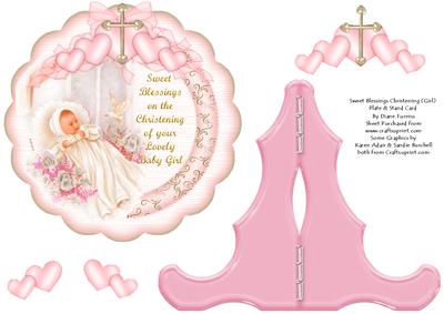 Sweet Blessings Christening Girl Plate & Stand