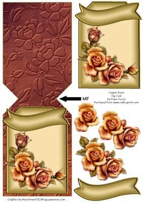 Copper Roses Tag Card