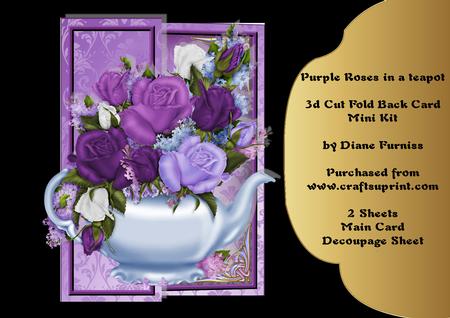 Purple Roses in a Teapot 3D Fold Back Mini Kit
