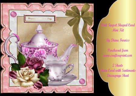 Pink Teapot Shaped Card Mini Kit