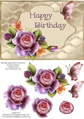 Birthday English Rose Card Front