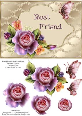 Friend English Rose Card Front