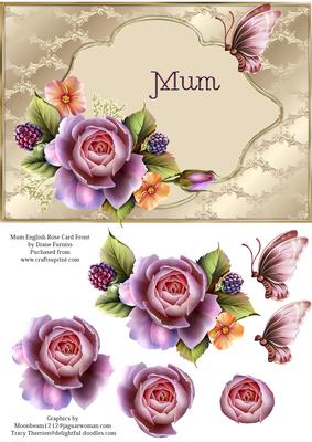 Mum English Rose, Card Front