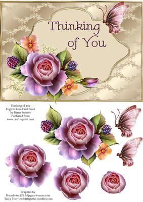 Thinking of You English Rose Card Front